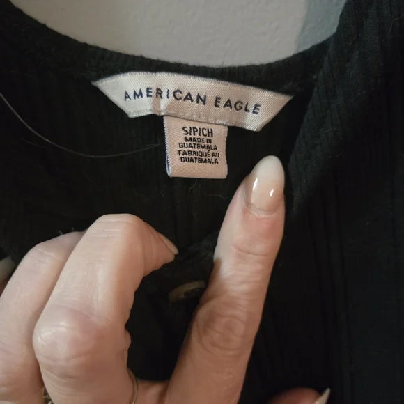 Small American Eagle Black Sleeveless Button Down Sheath Dress Y2k 90s Classic - Picture 3 of 5